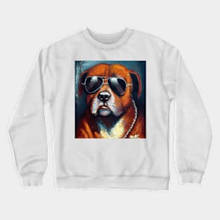 Dog Wearing Sunglasses Digital Oil Painting Crewneck Sweatshirt